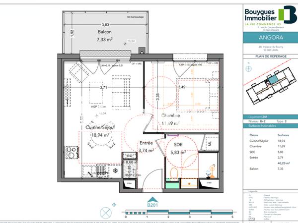 Location Appartement 2 pièces 40.2 m² - Laval 53000