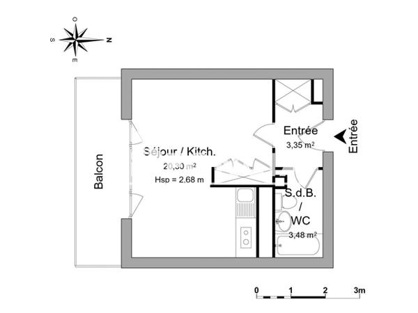 Location Studio 27.13 m² - 10 ROND-POINT DE L'ESPLANADE Strasbourg 67000