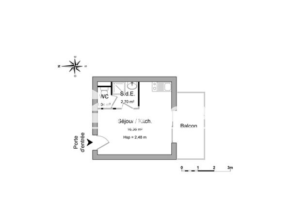 Location Studio meublé 20.1 m² - 57 AVENUE JEAN MONNET La Rochelle 17000