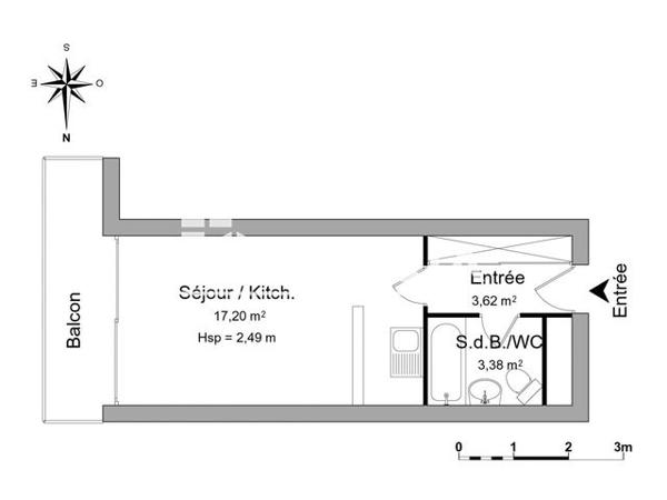 Location Studio 24.2 m² - 5 COURS VOLTAIRE Valence 26000