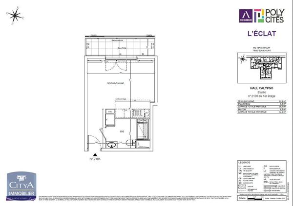 Appartement à louer 1 pièce 28.1m² Élancourt (78990)