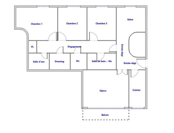 Versailles (78000) VERSAILLES CLAGNY Appartement 5 pièces 3 chambres 108.68 m², balcon, parkings et cave