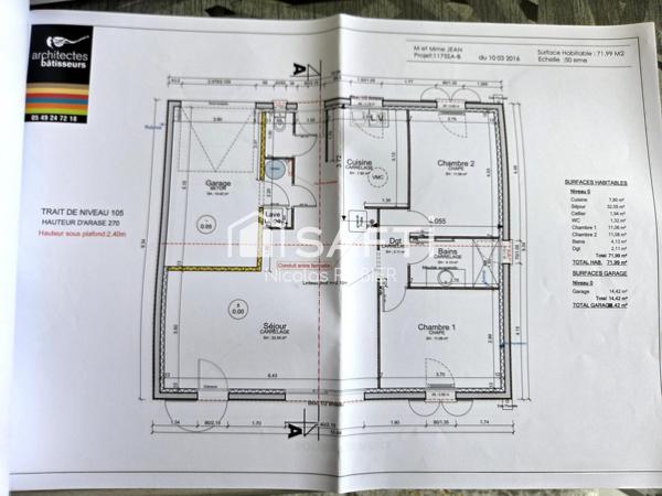 Plain pied deux chambres, garage, jardin, énergie B!!