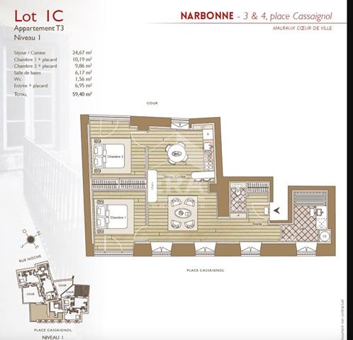 Appartement Narbonne 3 pièce(s) 59.4 m2