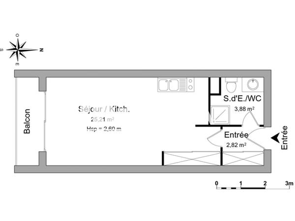 Location Studio 31.91 m² - RESIDENCE BELLEUVE FOUCOTTE Nancy 54000