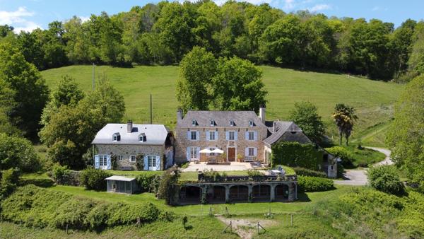 Pau (64) - À vendre Propriété de 450m2 - Forêt et prairie de 20 ha avec vue exceptionnelle sur les Pyrénées au calme.