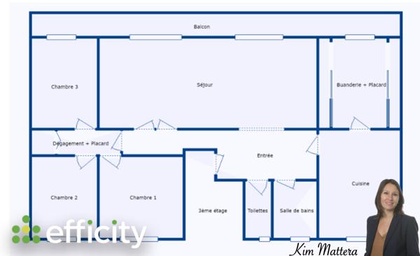 Appartement 5 pièces - 115 m² Exclusivité efficity