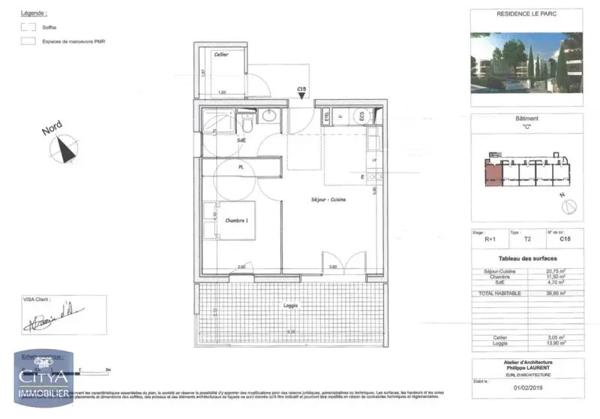 Appartement à louer 2 pièces 36.72m² Avignon (84140)