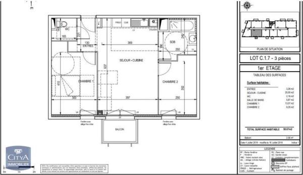 Appartement à louer 3 pièces 58.67m²