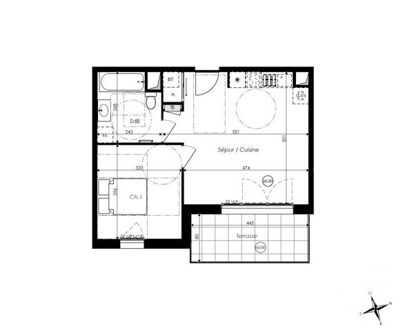 Appartement T2 à vendre  2 pièces - 36,25 m2 ST JEAN DE MONTS - 85