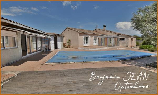 Maison de plain-pied 166m² avec piscine sur 1200m² à Sérignan – Gros potentiel !