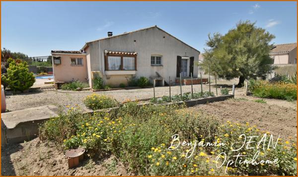 Maison de plain-pied 166m² avec piscine sur 1200m² à Sérignan – Gros potentiel !