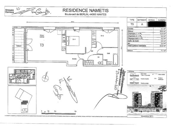 Appartement 3 pièce(s) 2 chambre(s) 65 m²