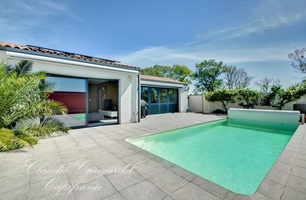 MARSILLY, Villa contemporaine de plain-pied, 4 chambres, avec piscine, sans vis à vis, à deux pas de l’océan