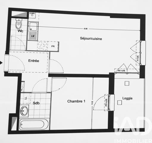 Appartement à vendre 2 pièces 44,7 m² Égly