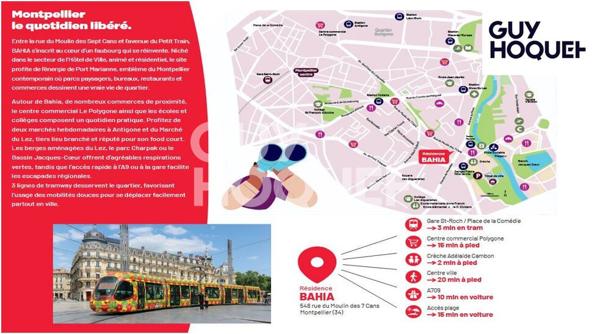 Appartement Montpellier 2 pièce(s) 42 m2 terrasse de 7 m²