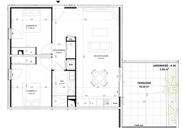 Appartement Le Pradet 3 pièces rez de jardin