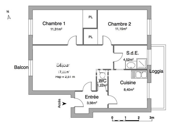 Location Appartement 3 pièces 58.02 m² - 7 BD DES FRERES DESAIRE Seyssinet Pariset 38170