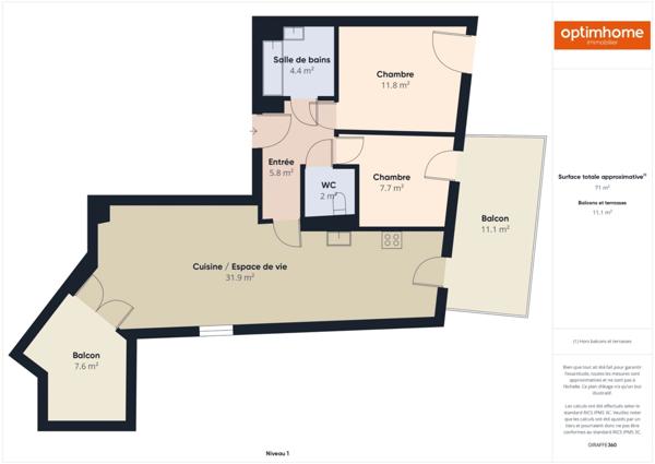 MARSEILLE - SAINT LOUIS - APPARTEMENT T3 – DEUX BALCONS – PARKING EN SOUS SOL