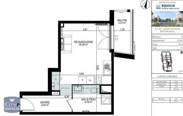 Appartement à louer 1 pièce 31.09m² Monteux (84170)