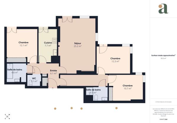 Appartement familial lumineux de 94 m² avec jardin de 113 m² et grande terrasse Résidence récente et sécurisée à Drancy
