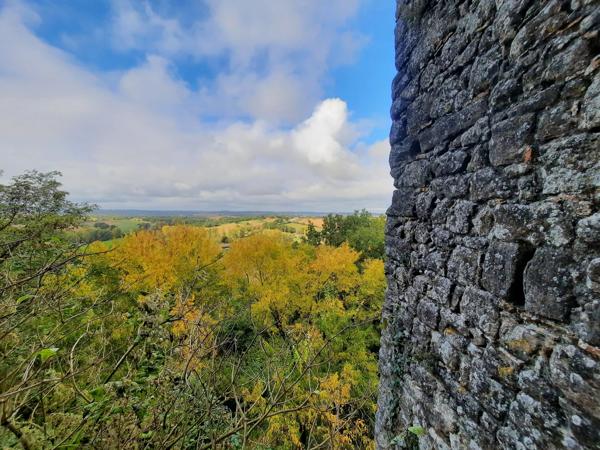 Ruines d'un château du 13ème siècle au cœur d'une bastide