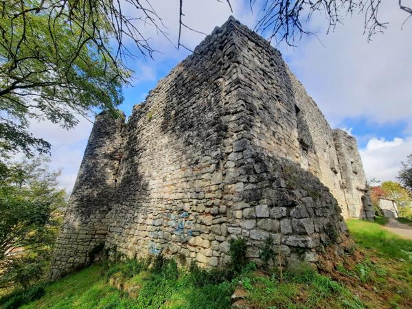 Ruines d'un château du 13ème siècle au cœur d'une bastide