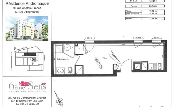 Appartement à vendre    1 pièce • 21,98 m2 Villeurbanne