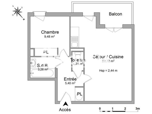 Location Appartement 2 pièces 43.98 m² - 16 RUE DU MERLANDOU Bergerac 24100