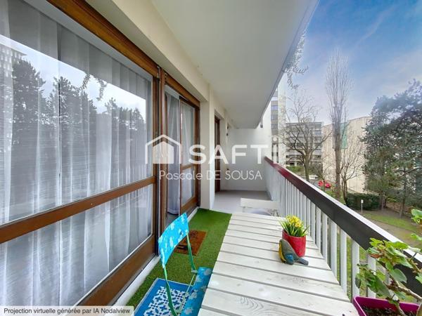 Agréable 3 pièces avec balcons dans résidence proche RER