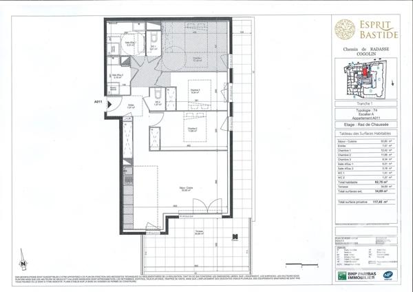 Appartement F4 à vendre  4 pièces - 82,76 m 2   COGOLIN  - 83