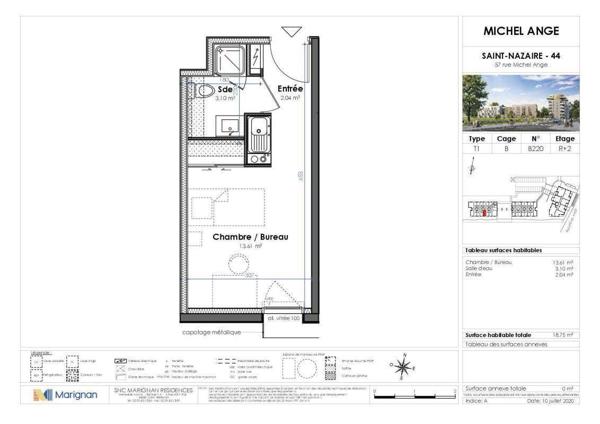 Appartement 1 pièce                                        - 44600 Saint-Nazaire Réf : 3622