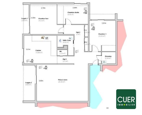 Appartement T5 de 81 m2 avec garage de 25m2