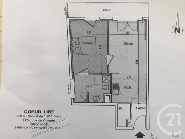 Appartement F2 à vendre  2 pièces - 40,69 m 2   NICE  - 06