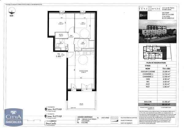 Appartement à louer 3 pièces 63.1m²