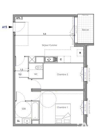 Appartement à vendre 3 pièces 58,23 m² Chambourcy