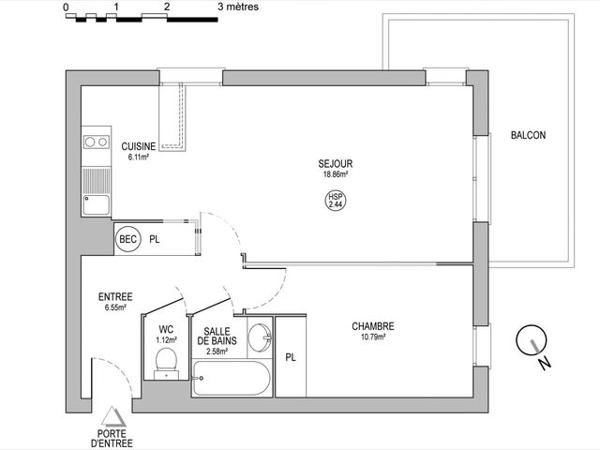 Location Appartement 2 pièces 46.01 m² - 21 RUE CERF BERR Strasbourg 67200