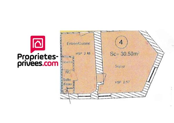 Appartement NONANCOURT centre ville 1 pièce(s) 30.5 m2 1er étage  cuisine séjour séparé 60000 FAI