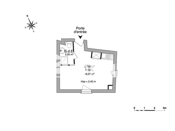 Location Studio meublé 21.3 m² - RESIDENCE LES MEUNIERS La Rochelle 17000