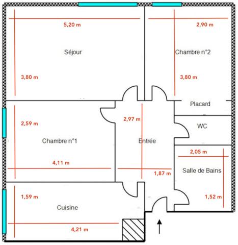 Charmant appartement F3 de 59 m² avec vue dégagée