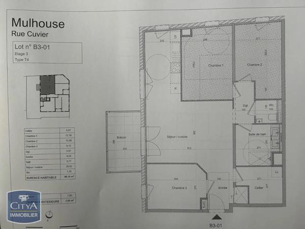 Appartement à vendre 4 pièces 80.19m²