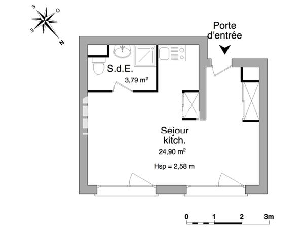 Location Studio meublé 28.69 m² - 62 ET 64 RUE ALFRED KASTLER La Rochelle 17000