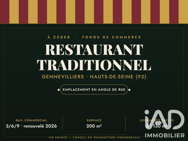 Restauration rapide à vendre 210 m² Gennevilliers
