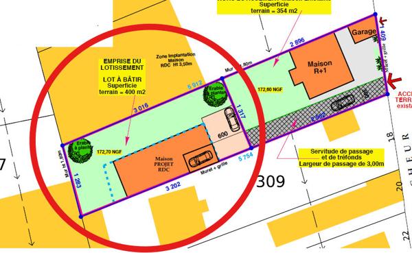 Terrain Constructible Vaulx En Velin 400 m2 - Secteur Pont des Planches