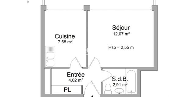 Location Studio 26.58 m² - Chambéry 73000