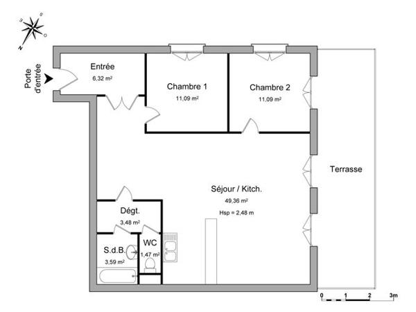 Location Appartement 3 pièces 86.4 m² - 41 RUE DU FOSSE DES TREIZE Strasbourg 67000