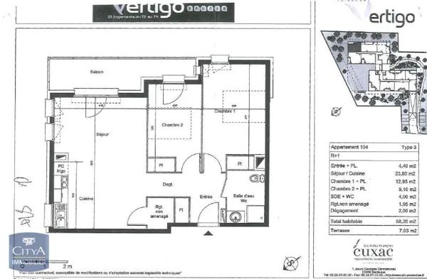 Appartement à louer 3 pièces 58.2m² Bruges (33520)