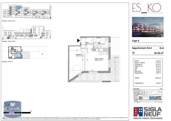 Appartement à louer 2 pièces 42.43m²