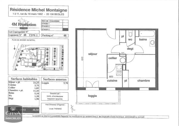 Appartement à louer 2 pièces 48.5m² Bègles (33130)