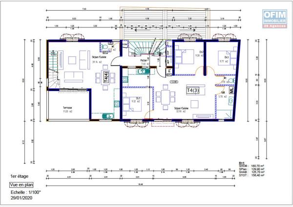 Immeuble neuf de cinq appartements quatre T4 et un T1 à St Louis